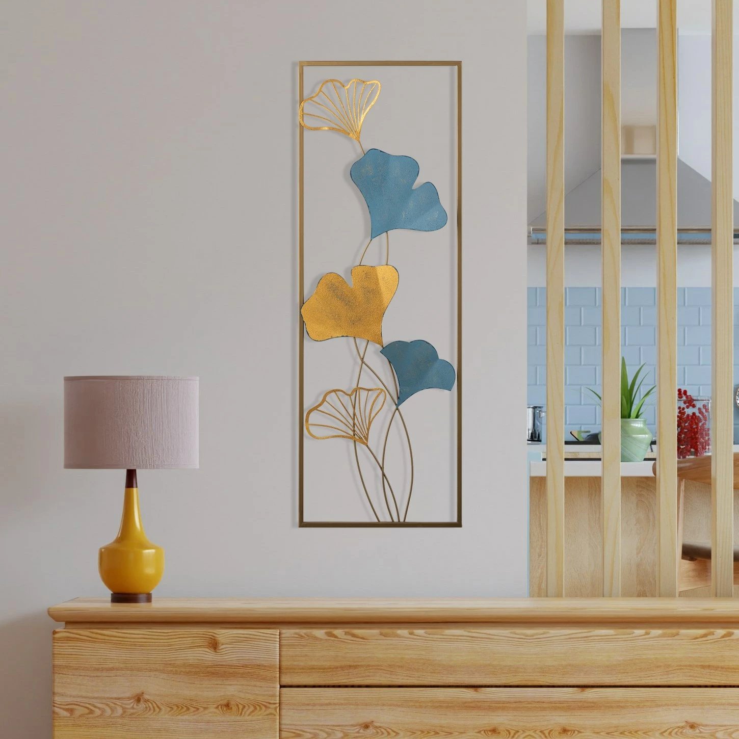 Aksesor dekorativ metalik për mur, Wallity Nadide - 2, shumëngjyrësh, 32x5x90cm