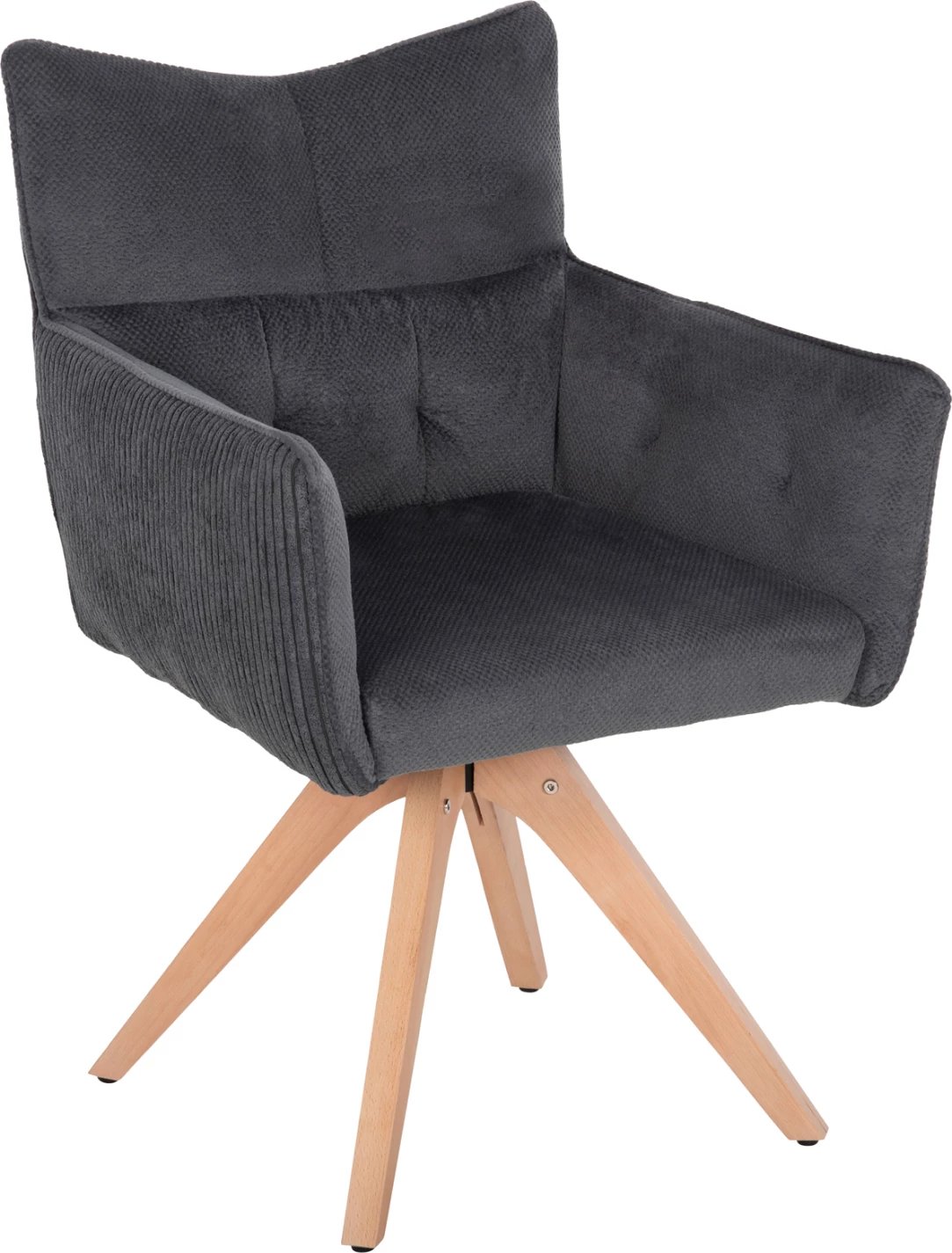 Karrige ngrënieje me krahë QUILL FH9843.03, pëlhurë gri, këmbë druri ahu, 61x57,5x91H cm., set prej 2 copë