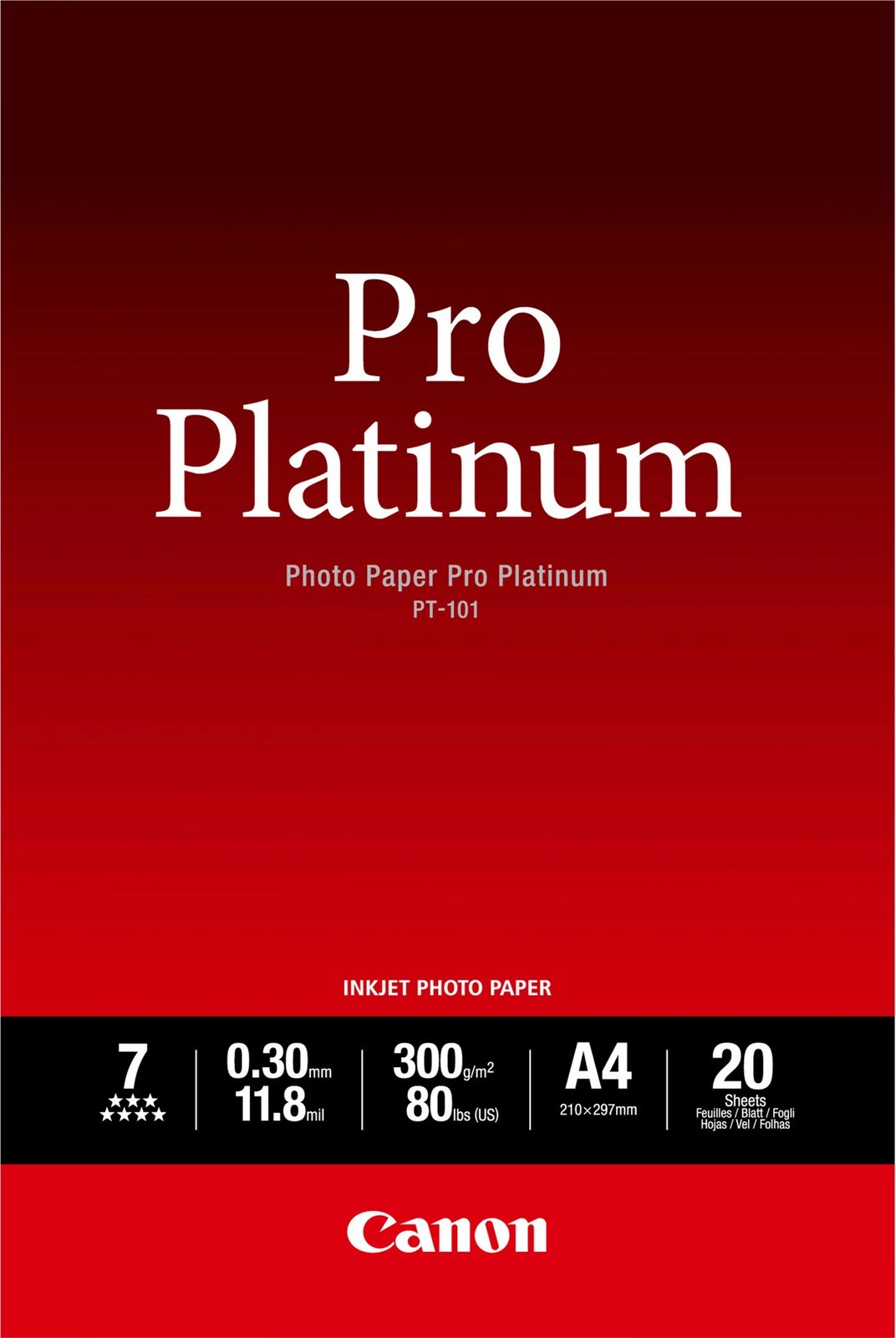 Letër fotografike Canon Pro Platinum PT-101 A4, high-gloss, 20 fletë