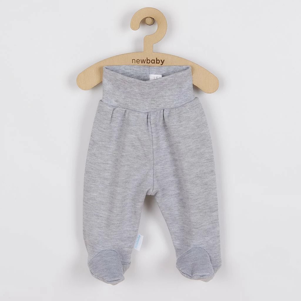 Pantolla me këmbë për bebe, NEW BABY, Classic II, 100% pambuk, madhësia 74 (6-9m), gri