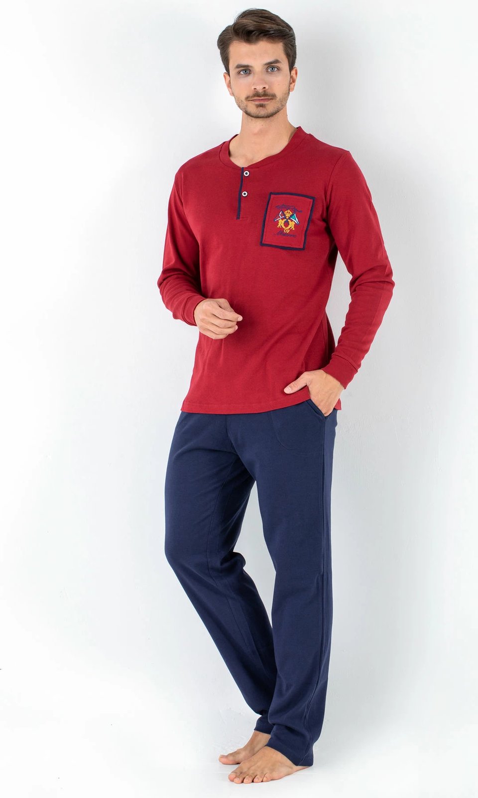 Pizhama për burra Jumeon, 256-020530, ngjyrë e kuqe e errët (Claret Red)