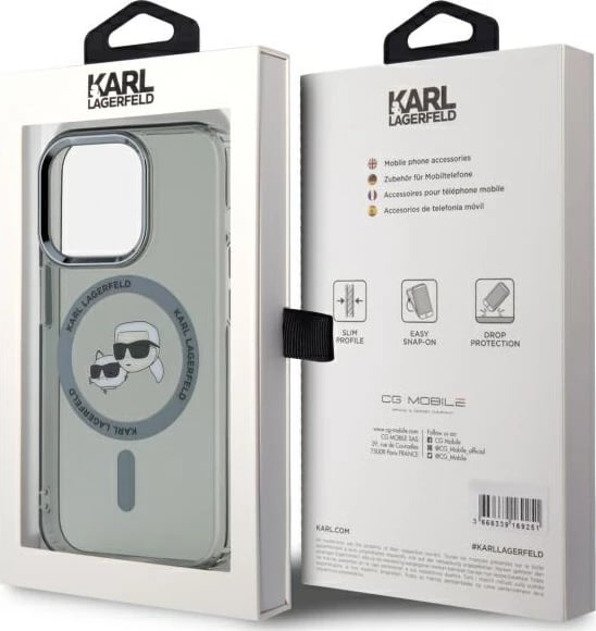 Mbështjellës Karl Lagerfeld KLHMP15XHLSKCK për iPhone 15 Pro Max 6.7", hardcase, MagSafe, i zi