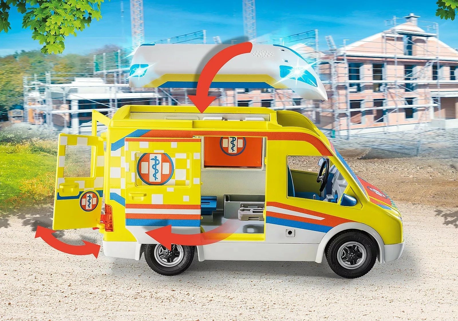 Set lodrash Playmobil City Life Ambulanca 71202 me drita dhe zë, 67 pjesë