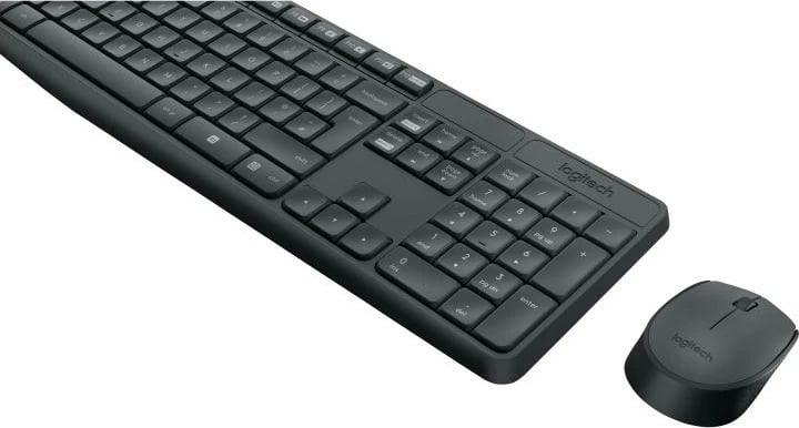 Set tastierë dhe maus pa tela, Logitech MK235, DE layout, USB 2.0, ngjyrë e zezë/gri