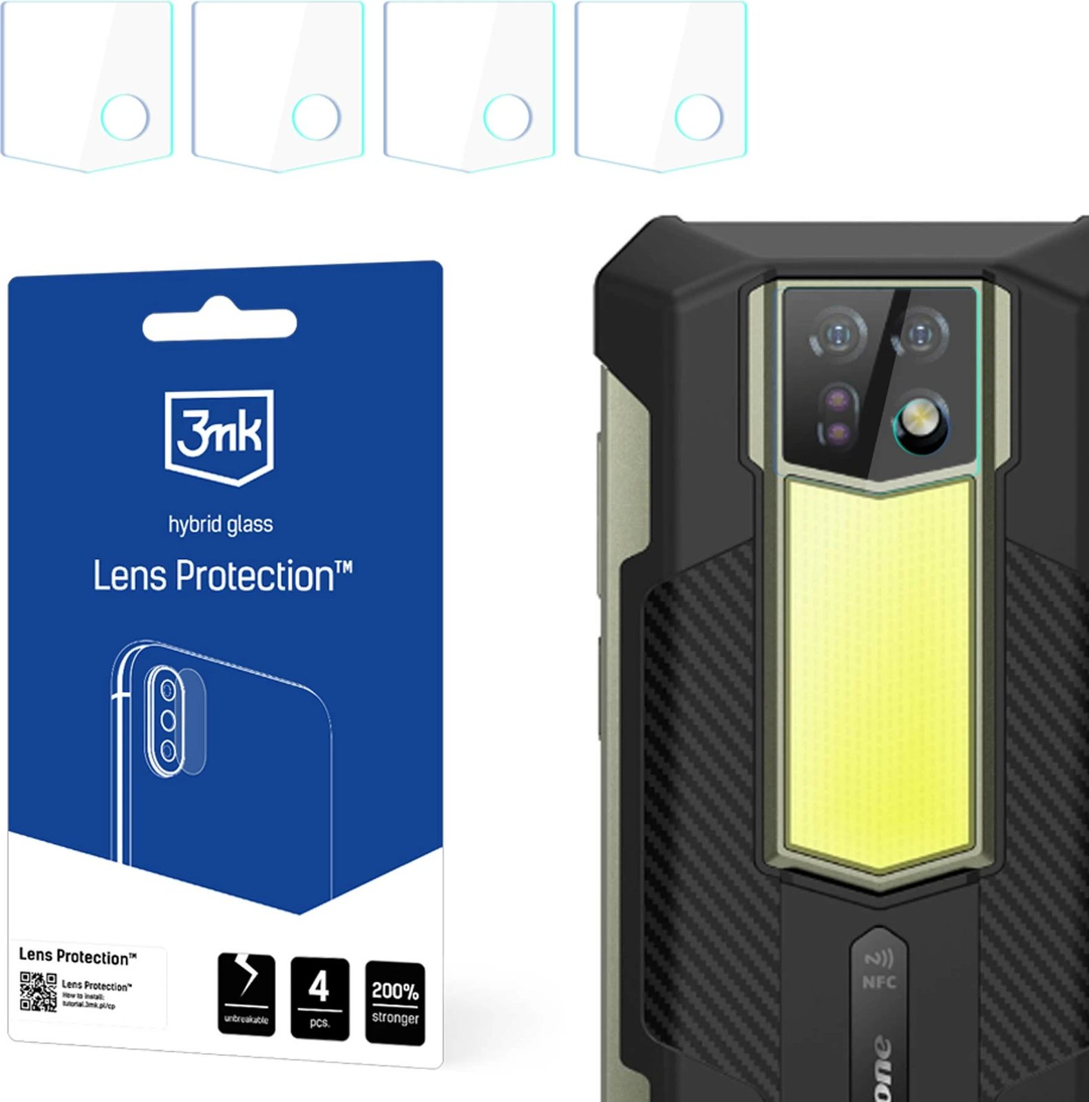 Xham mbrojtës kamerës 3mk Protection për Ulefone Armor 24, 4 copë
