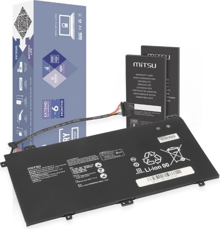 Bateri laptop Mitsu BC/HU-13 për Huawei Matebook 13, 3700 mAh, 11.4V, e zezë