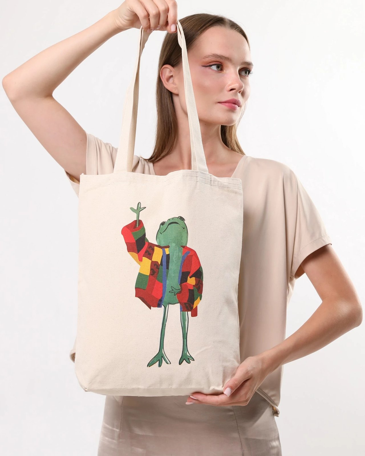 Tote bag Zoozie Bags, krem, 35x40x8cm, model me bretkosë