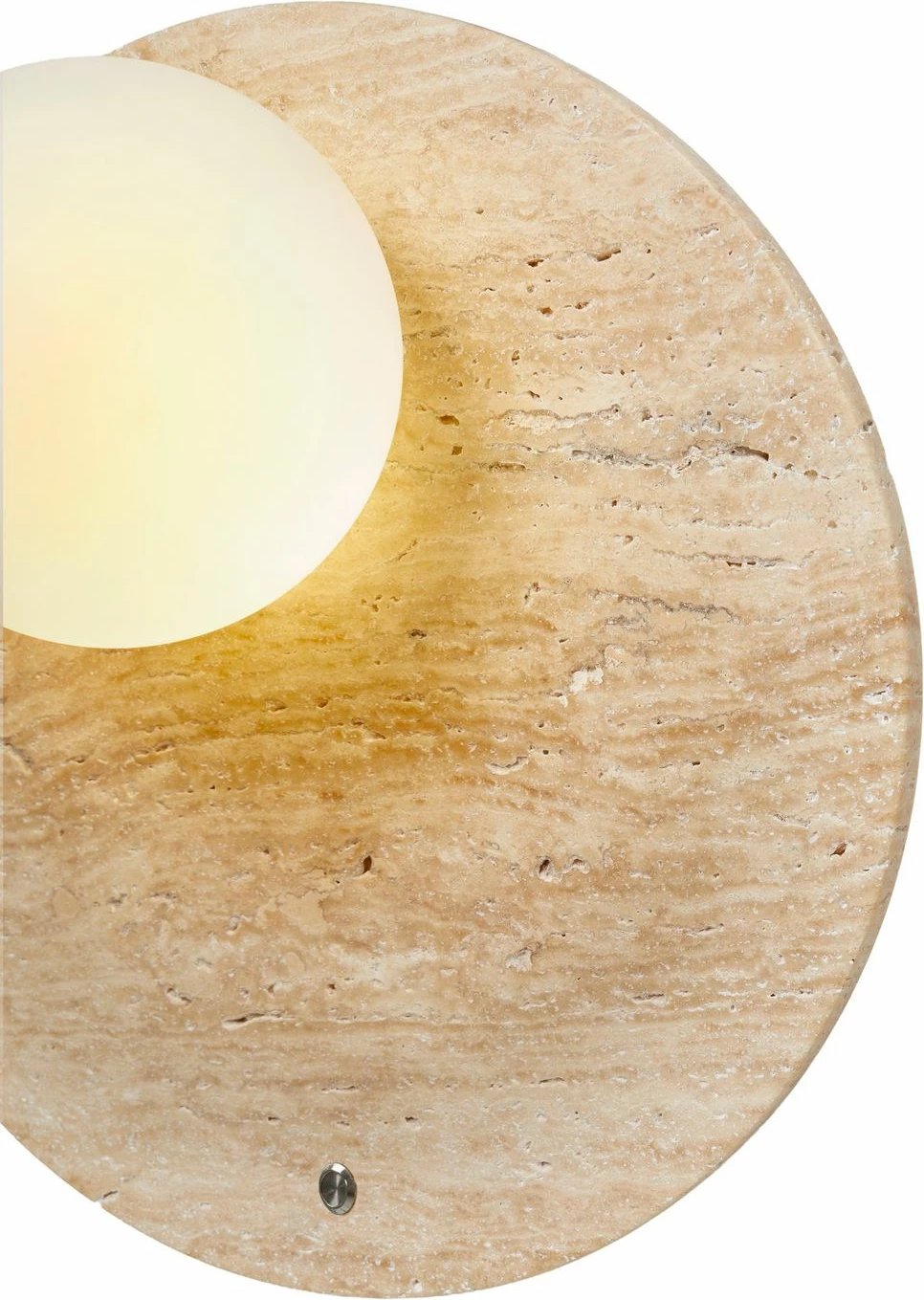 Llambë muri Opviq, Tor-Look-D, trup travertini, kapak qelqi, bezhë dhe e bardhë