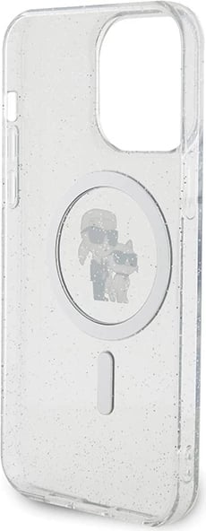 Mbështjellës Karl Lagerfeld KLHMP14XHGKCNOT për iPhone 14 Pro Max 6.7", transparent, Glitter MagSafe