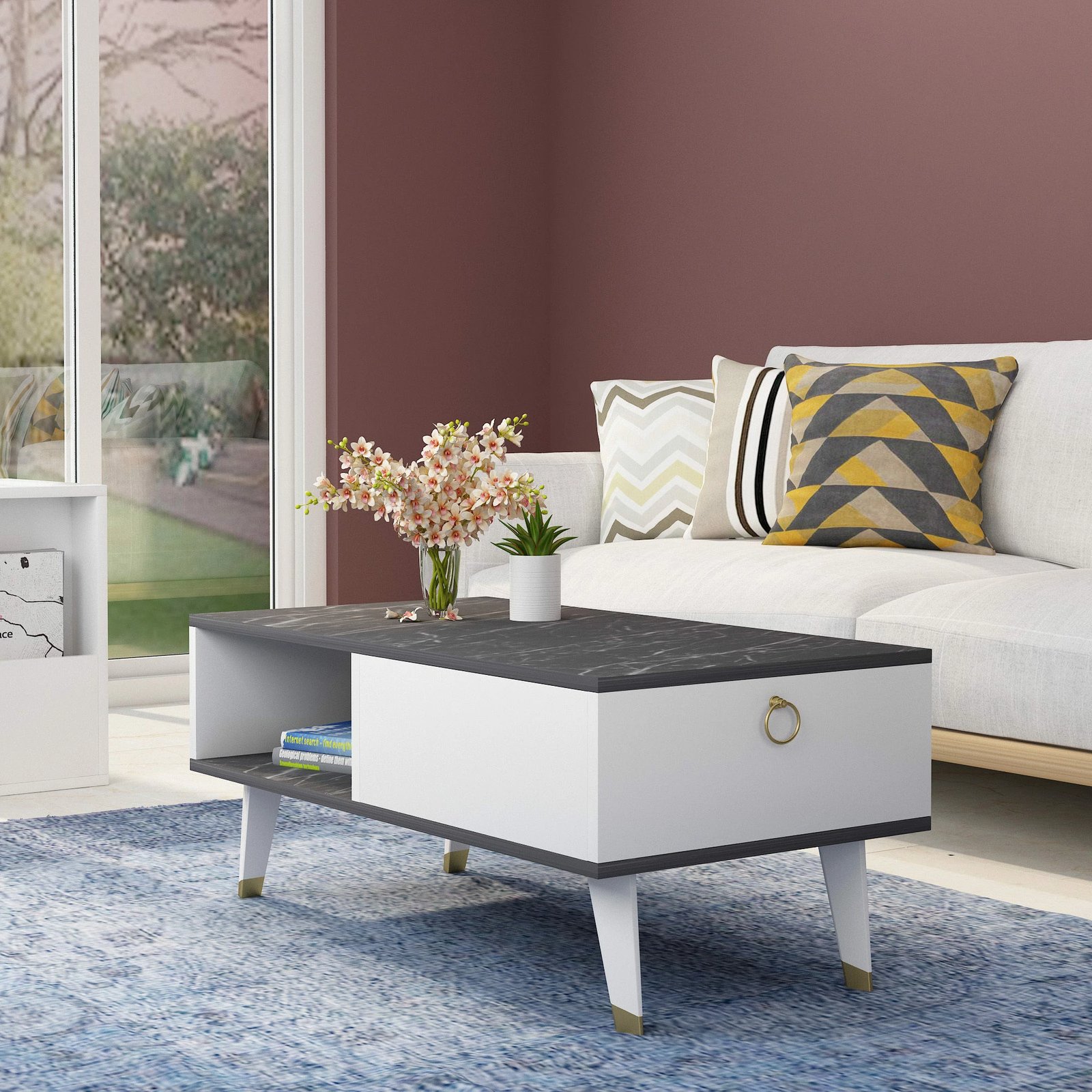 Tavolinë kafeje Hanah Home Delux, e zezë dhe e bardhë