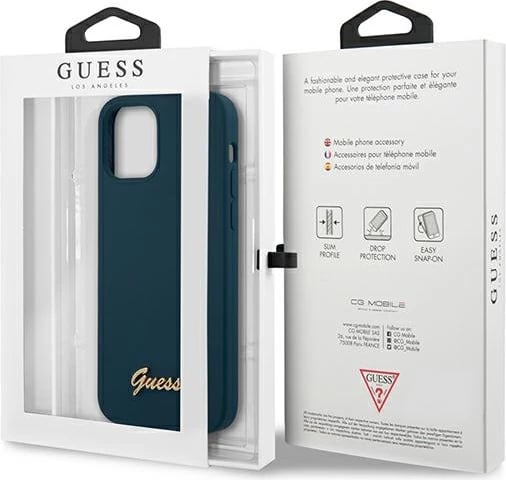 Mbështjellës Guess GUHCP12SLSLMGBL për iPhone 12 mini 5.4", silikon, blu Mbështjellës Guess GUHCP12SLSLMGBL për iPhone 12 mini 5.4", silikon, blu