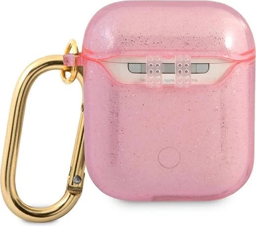 Mbështjellës Guess GUA2UCG4GP për AirPods 1/2, Glitter, Rozë