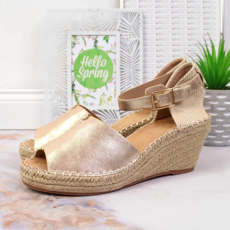 Sandale espadrille me taka eVento, të arta për femra