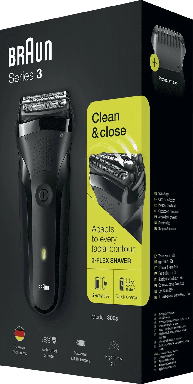 Makinë rroje Braun Series 3 300s, Foil shaver, LED, NiMH, e zezë