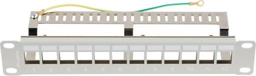 Patch panel Lanberg PPKS-9212-S, 12 porta, 1U, Keystone, 10 inç, Gri