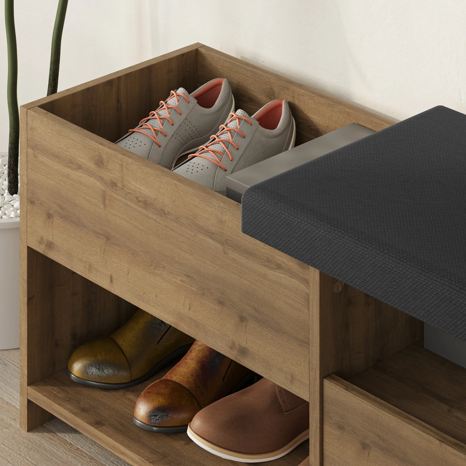 Dollap këpucësh Skye Decor, stol Filux, ngjyrë Hitit