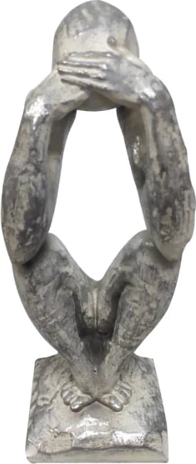 Figurë dekorative moderne, ngjyrë argjendi, 8x7x21cm