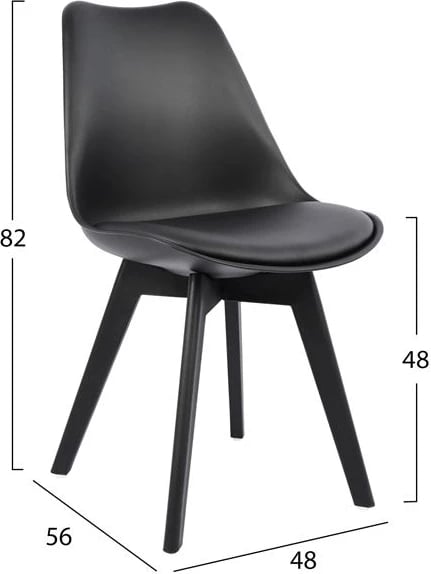 Karrige Vegas FH0033.32 polipropilenë-PU-e zezë 47,5x55x82 cm, set prej 4 copë