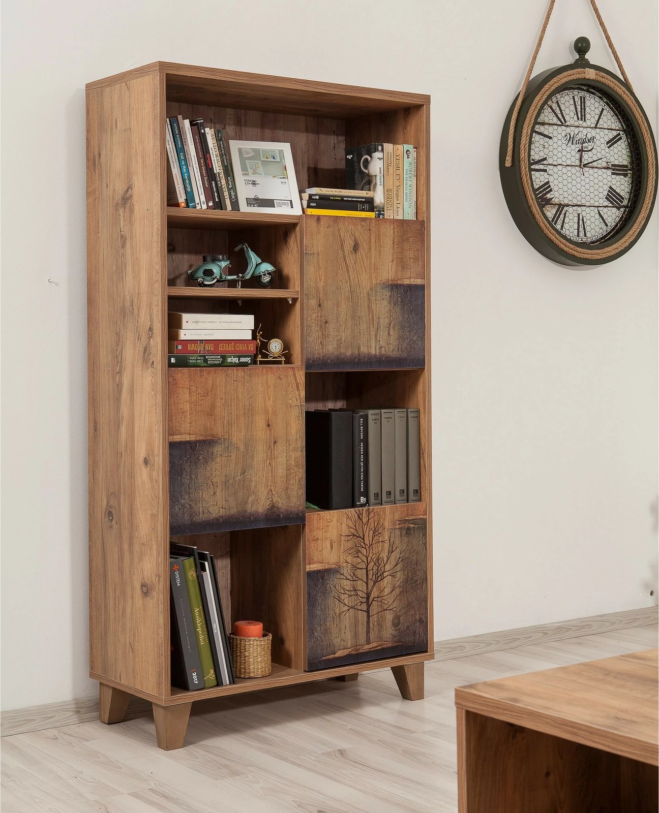 Raft librash Hanah Home, Marina Flora, ngjyrë pishë Atlantike, 80x155x36cm