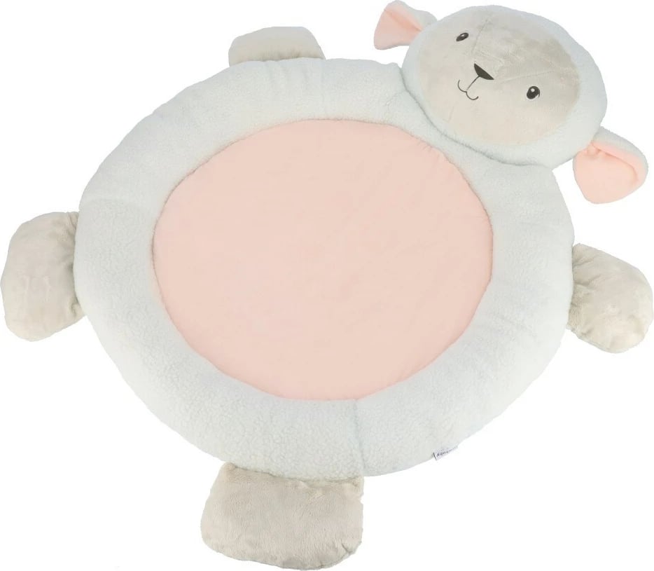 Batanije loje plushe me trapez për bebe, NEW BABY, Sheep, 80 cm jashtë/55 cm brenda, lartësi 53 cm, e bardhë-rozë