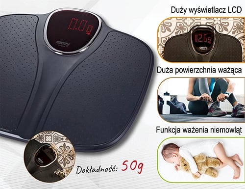 Peshore banjoje, Adler CR 8171, 180 kg, ekran LED, modalitet peshimi për bebe, 29.5x33.5 cm, e zezë