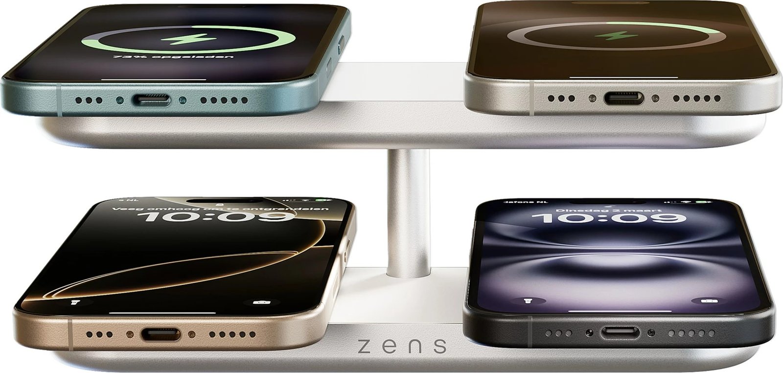 Karikues wireless ZENS ZEQC01W/00, 65 W, për celular, kufje, smartwatch, i bardhë
