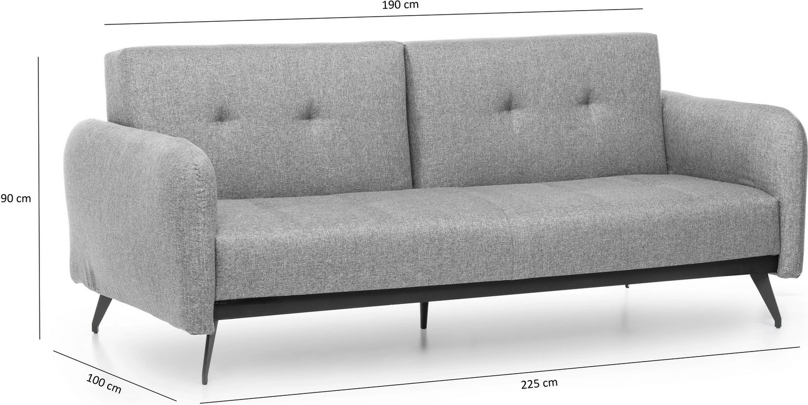 Divan-krevat treshe, ngjyrë gri, Ron Sofabed, GR111