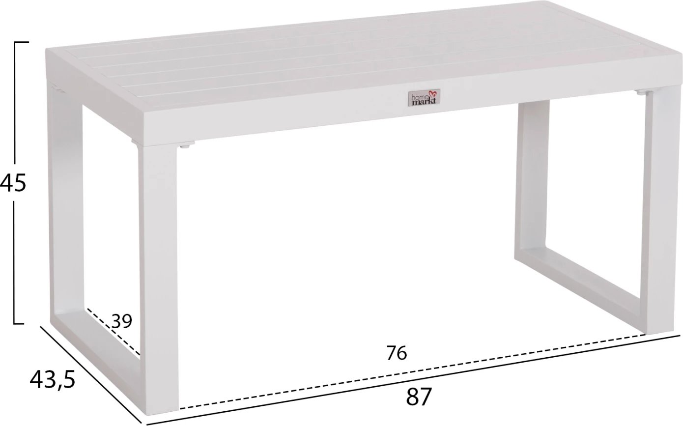Tavolinë anësore për shezlong, alumini i bardhë, SENTRY FH6275.01, 87x43.5x45cm