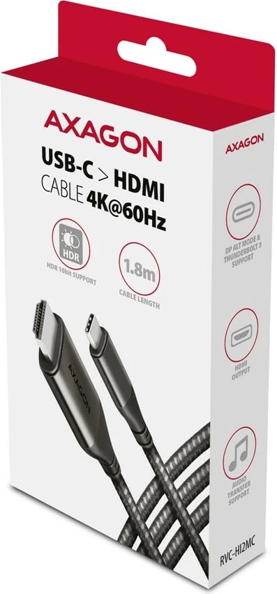 Adapter kabllo USB-C në HDMI AXAGON RVC-HI2MC, 1.8m, Gri