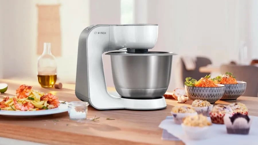 Robot kuzhine, Bosch, MUM58251 Series 4, 1000 W, tas inox 3.9 L, 7 shpejtësi, i bardhë/argjendtë, set aksesorësh