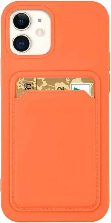 Mbështjellës Hurtel Card Case për iPhone 12 Pro, silikon, me xhep për kartela, portokalli