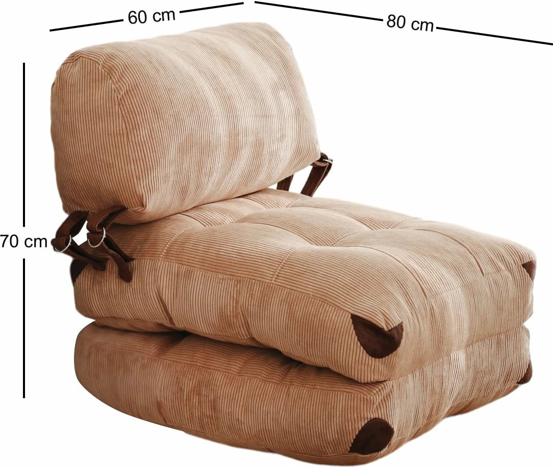 Krevati-karrige një vendësh, kadife Fold, ngjyrë deve, Atelier del Sofa