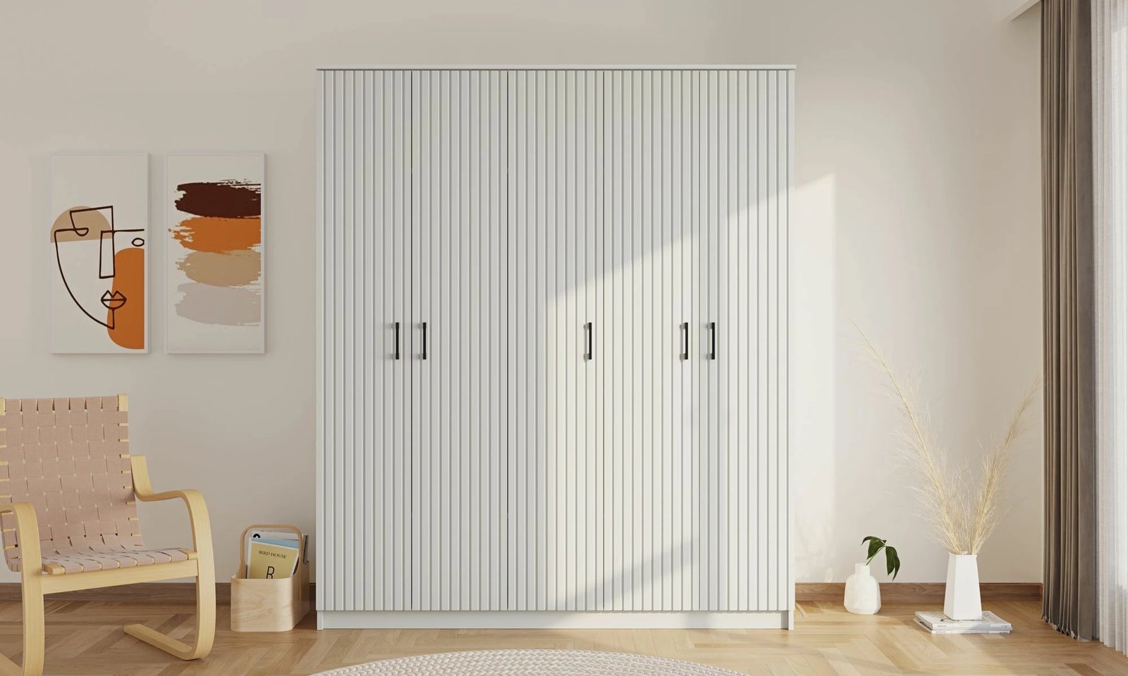 Dollap garderobe Skye Decor, ngjyrë e bardhë matte, RB-185-04