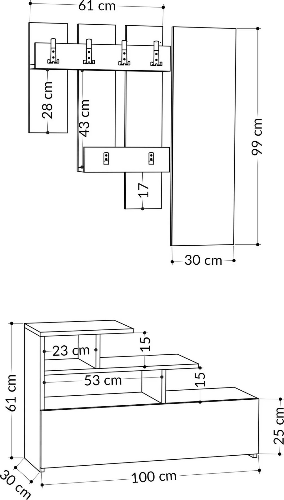 Stendë për korridor, ngjyrë lisi, Skye Decor, Vesty