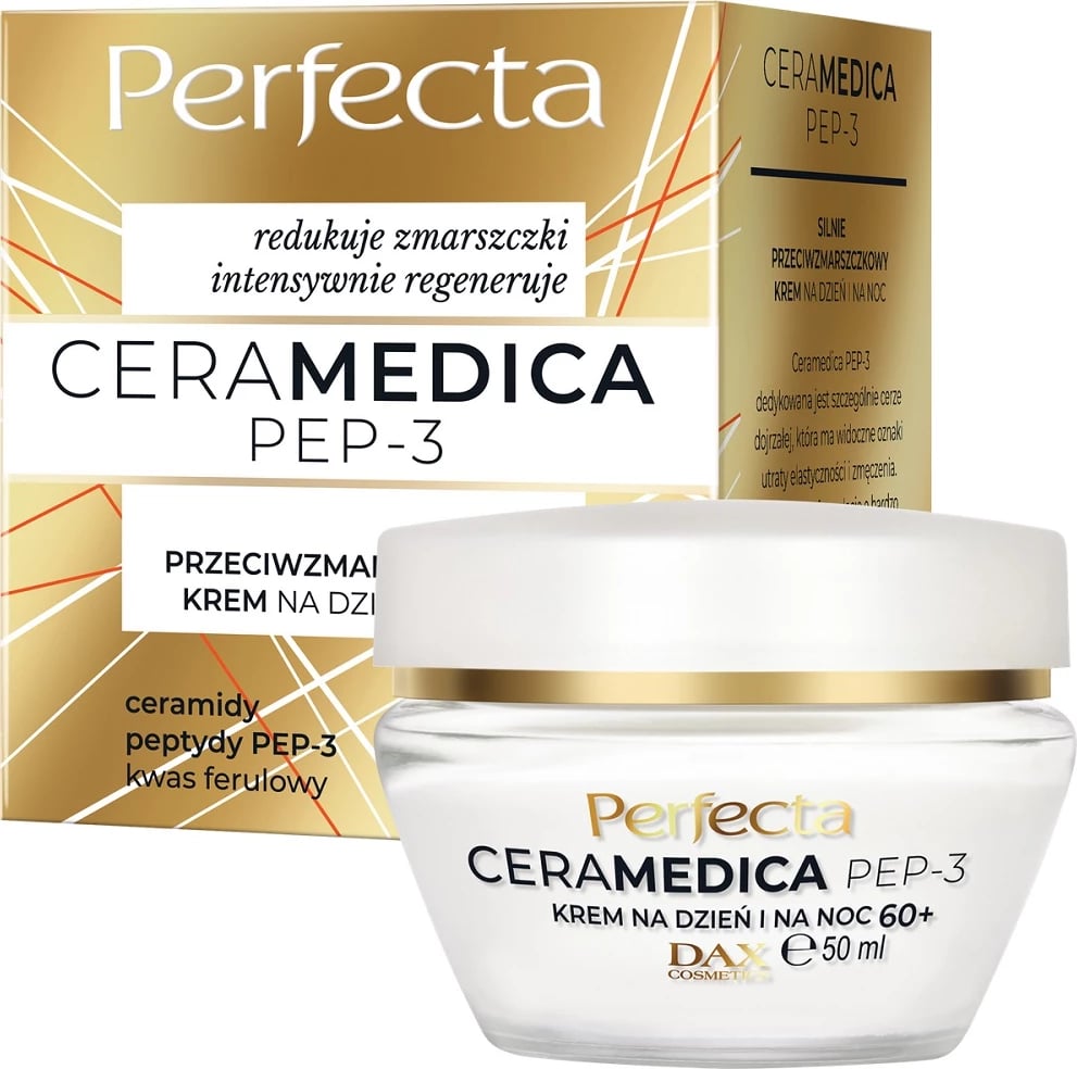 Krem fytyre anti-rrudhë për femra Perfecta Ceramedica Pep-3 Strong Day and Night 60+, 50ml