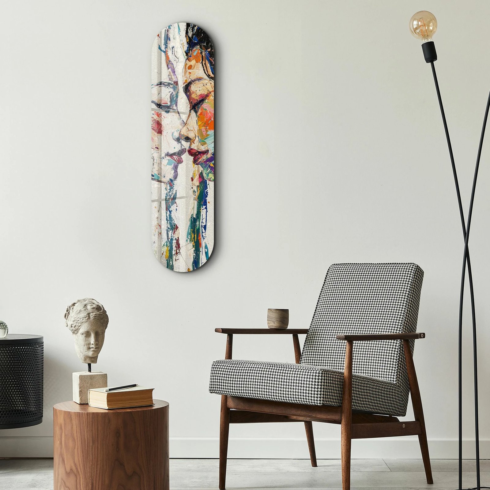 Pikturë dekorative prej xhami të temperuar, dy vajza, shumëngjyrëshe, 20x80cm