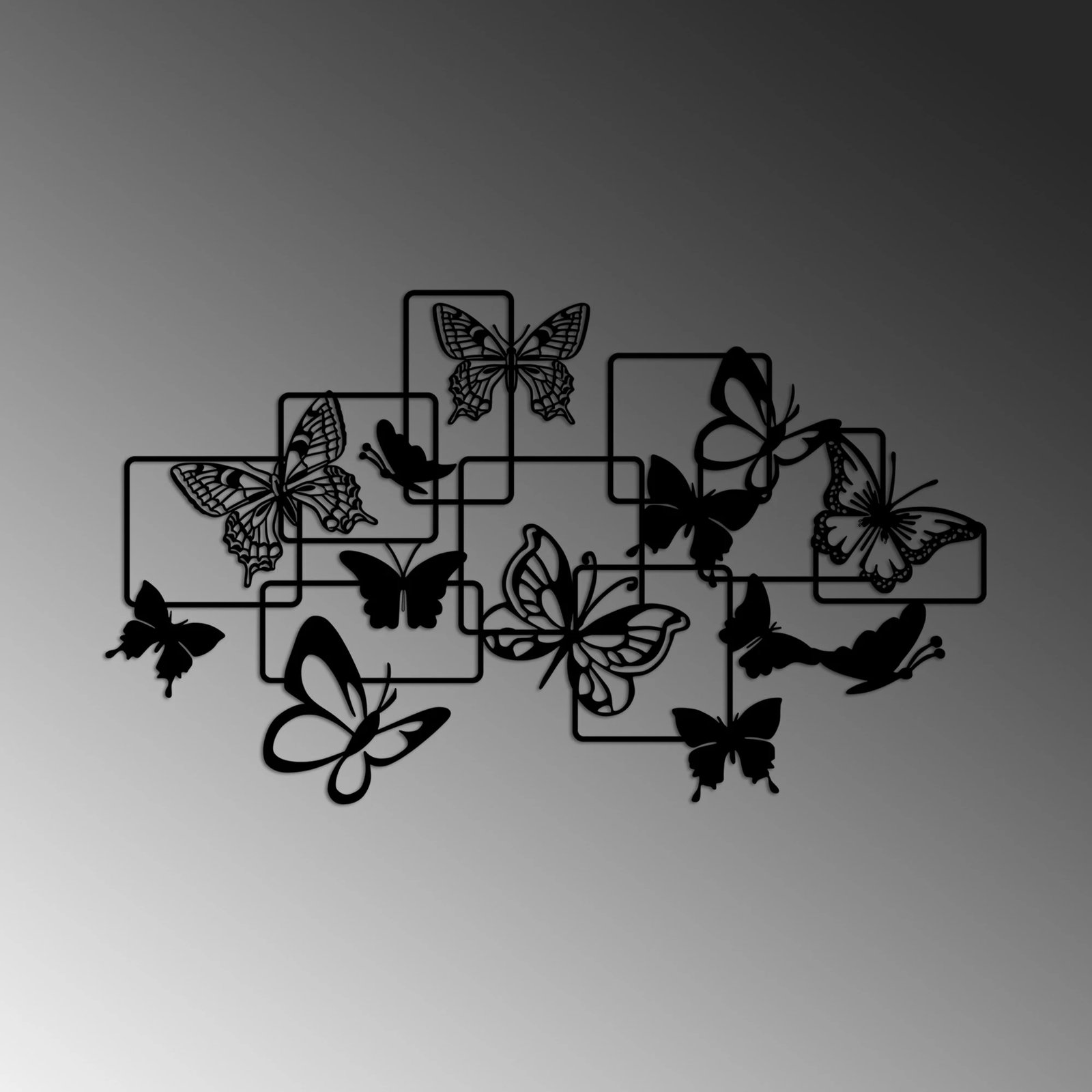 Aksesor muri dekorativ metalik, flutura, Wallity, i zi, 70x40cm