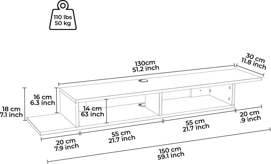 Komodë televizori Skye Decor, e zezë, Numudio