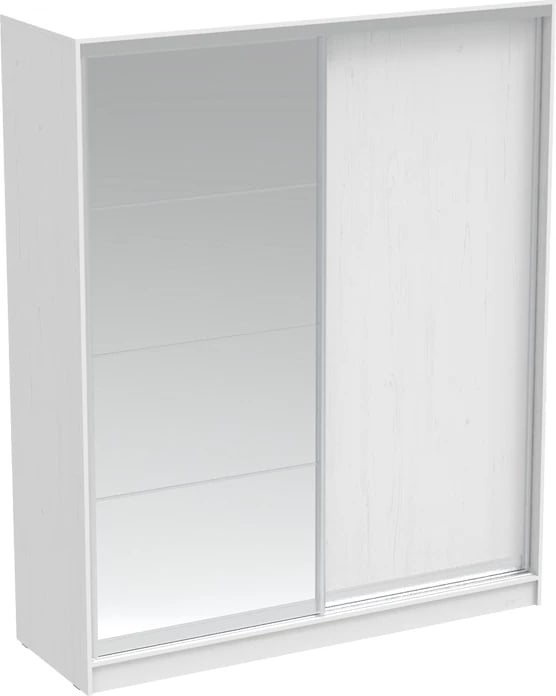 Dollap rrëshqitës me pasqyrë, ngjyrë e bardhë, 180x60x220cm