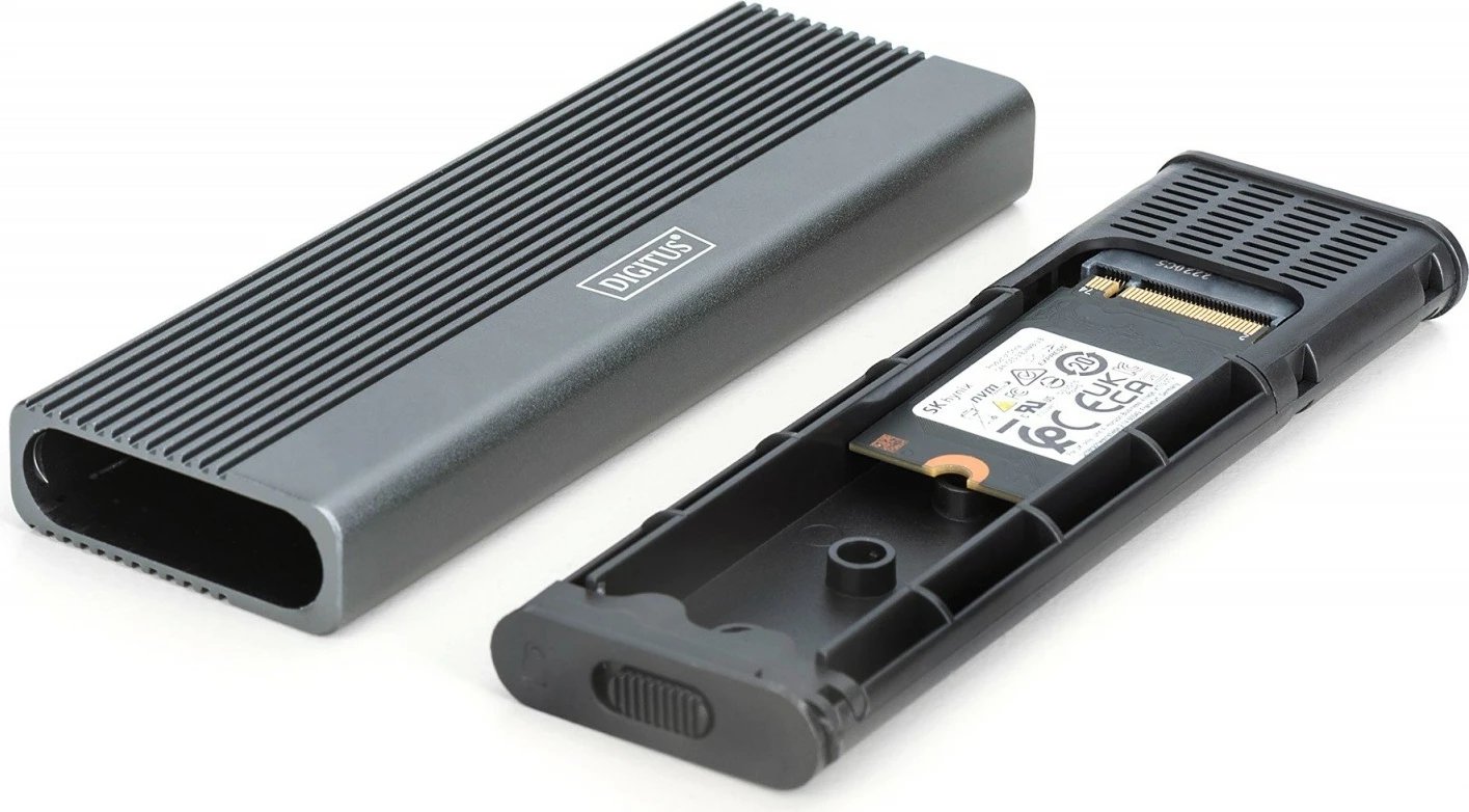 Kasë Digitus DA-71156 për SSD M.2 NVMe/SATA, USB 3.1 Type C, Alumini, Gri