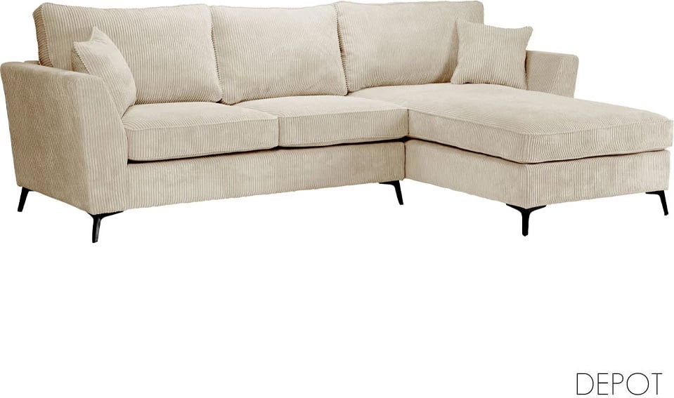 Këndare e djathtë BOEL, kadife bezhë Lincoln 03, 280x170x92