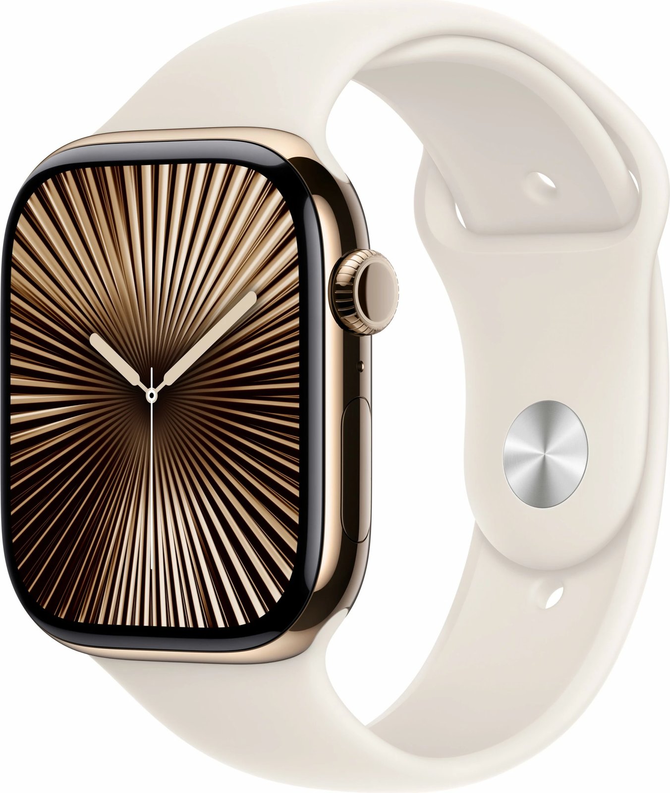 Smartwatch Apple Watch Series 10 GPS + Cellular 46mm, kasë titanium ari, rrip sport bezhë S/M