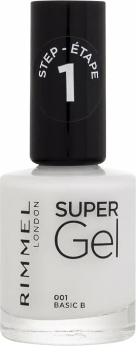 Llak për thonj për femra Rimmel London Super Gel STEP1 001 Basic B e bardhë 12ml
