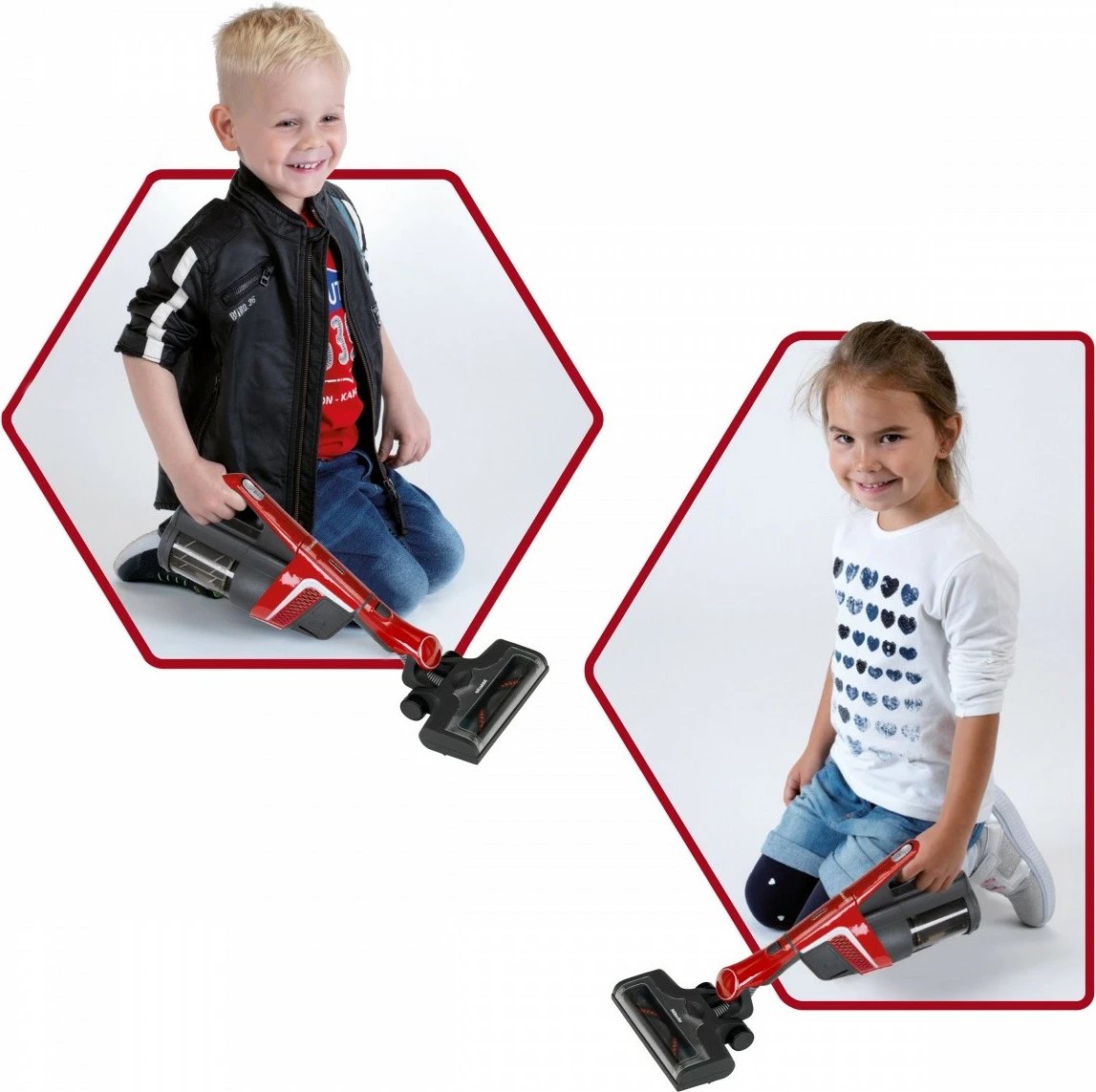 Lodër fshesë me korrent Klein Miele Triflex, për fëmijë, 80 cm, Kuqe/Zi