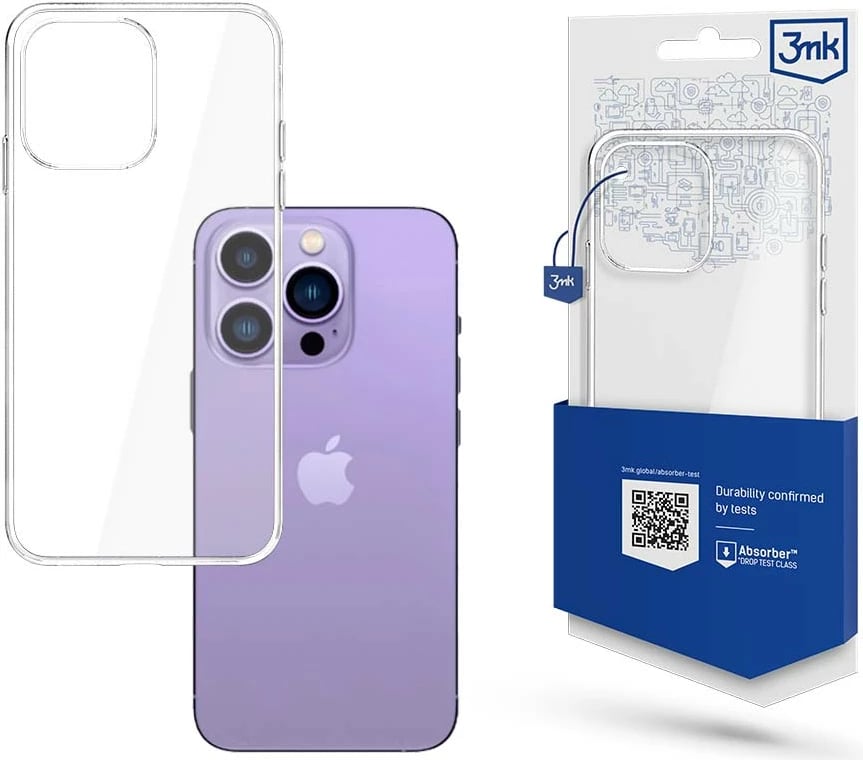 Mbështjellës silikon 3mk Clear Case për iPhone 14 Pro, Transparent