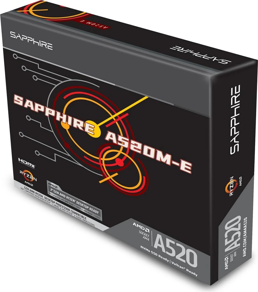 Pllakë amë Sapphire A520M-E, Socket AM4, micro ATX, e zezë