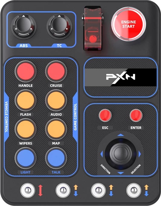 Panel kontrolli me butona për simracing, PXN CB1, 30 butona të programueshëm, RGB, lidhje me kabllo USB-C, montim me kapëse