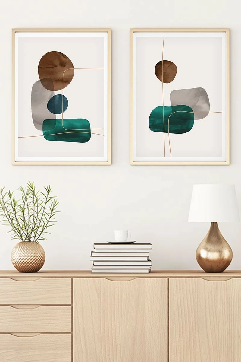 Pikturë dekorative me kornizë MDF (2 copë), Wallity, Huhu29, 50x35cm