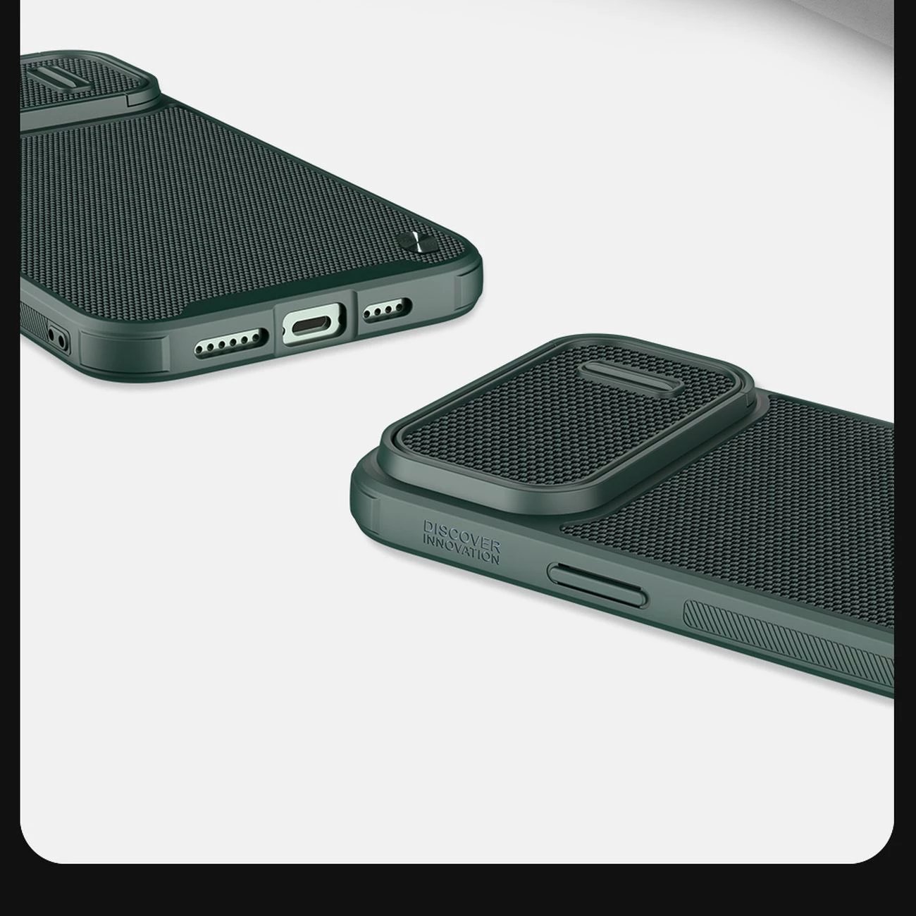 Mbështjellës Nillkin Textured S Case për iPhone 14, me kapak kamere, e gjelbër