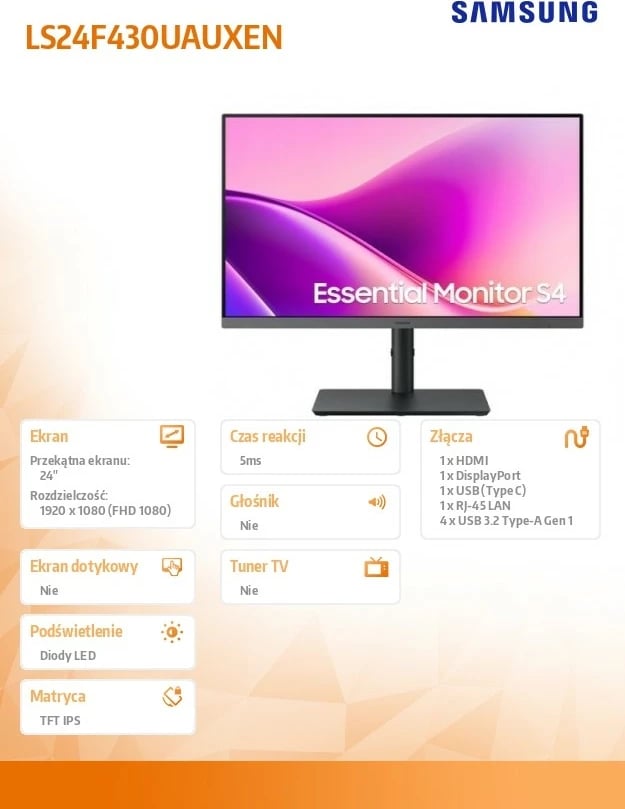 Monitor Samsung LS24F430UAUXEN 24", IPS, FHD, 100Hz, i zi Monitor Samsung LS24F430UAUXEN 24", IPS, FHD, 100Hz, i zi
